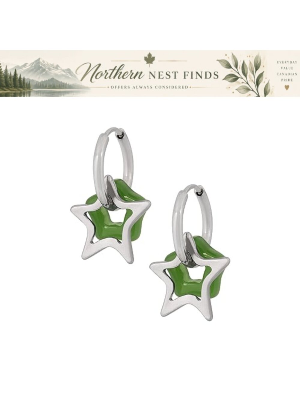 Gothic Y2K Star Hoop Earrings Punk Grunge Spiked Copper Crystal